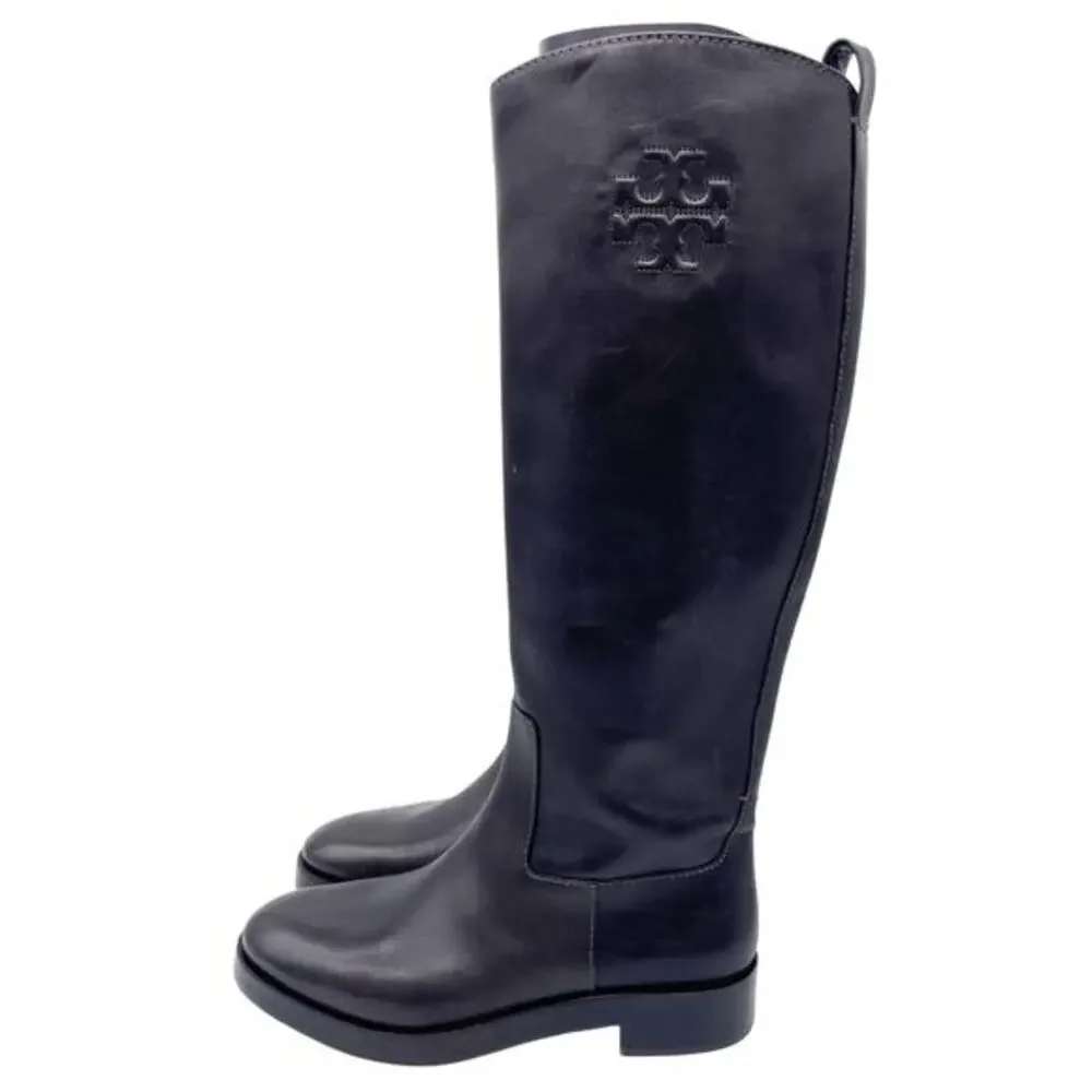 Tory Burch‎ Women's The Riding Boot Logo Embossed Coconut Brown Size 6M